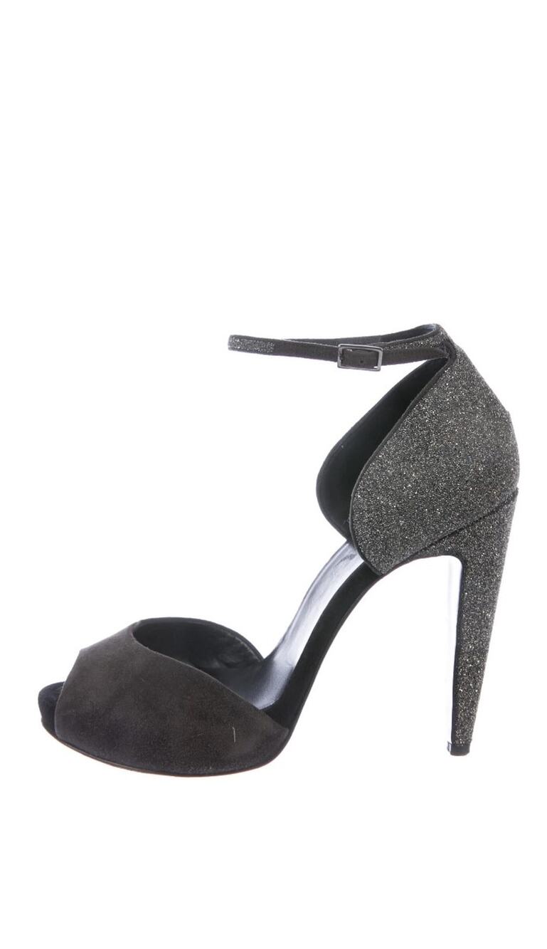 Pierre Hardy Sz 39 (IT) D'Orsay Metallic Gray Suede Peep Toe Pumps
